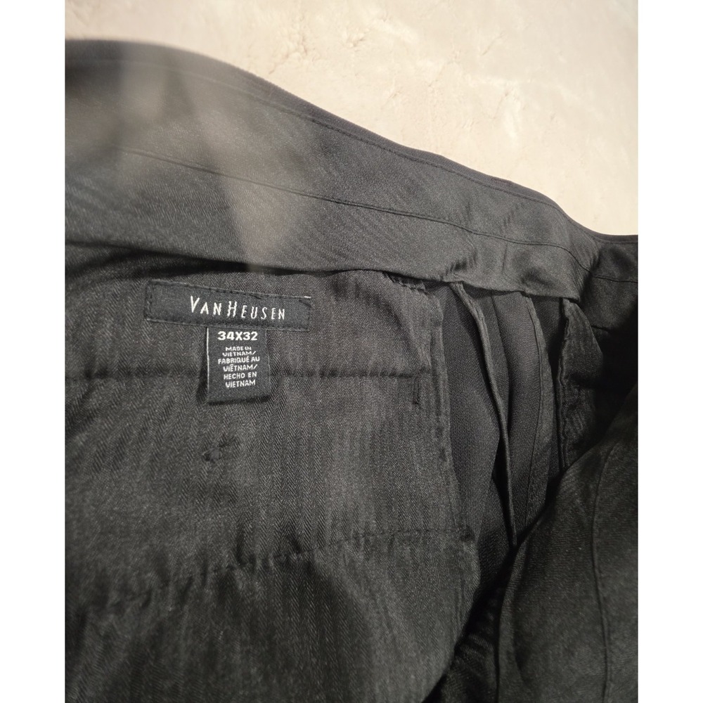 Van Heusen Flex Slim Fit Flat Front Stretch Pants Black Mens 34x32 - Picture 2 of 12